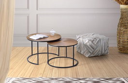 GINER Y COLOMER Ensemble de 2 tables gigognes en bronze et fer